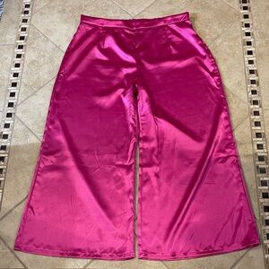 SHEIN Pink Satin Wide Leg Pants 2x
